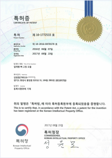 특허증 제10-1772533호